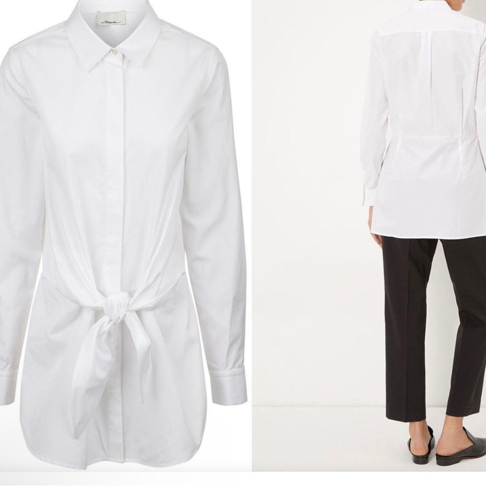 NWOT 3.1 Phillip Lim White Cotton Front Knot Top